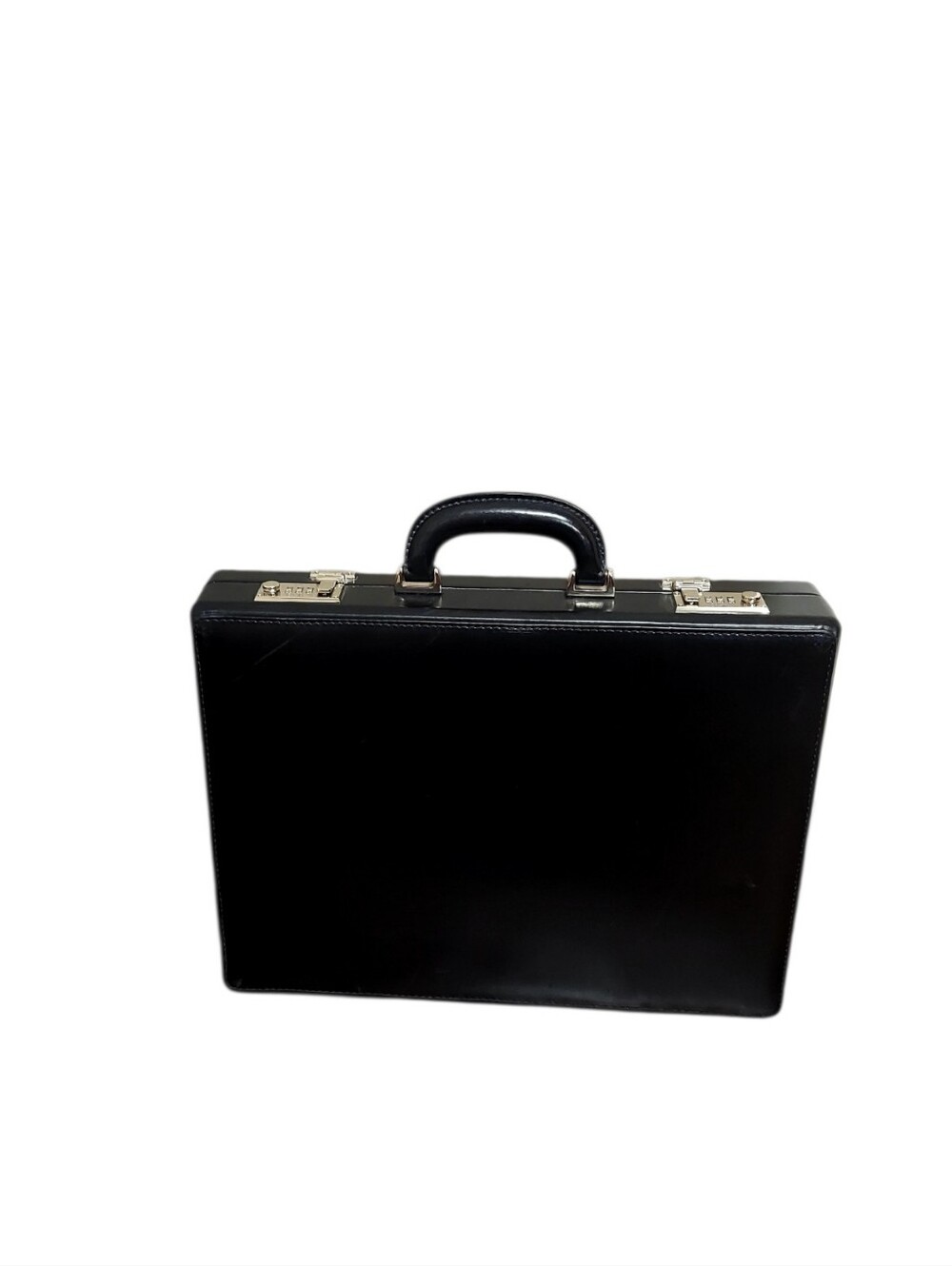 Cole Haan Black Leather Classic Hardshell Attache Briefcase Gently Loved - Picture 3 of 11